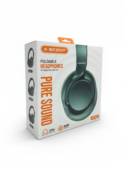 سماعة رأس بلوتوث X-SCOOT لاسلكية قابلة للطي بصوت نقي موديل XS-652 أخضر