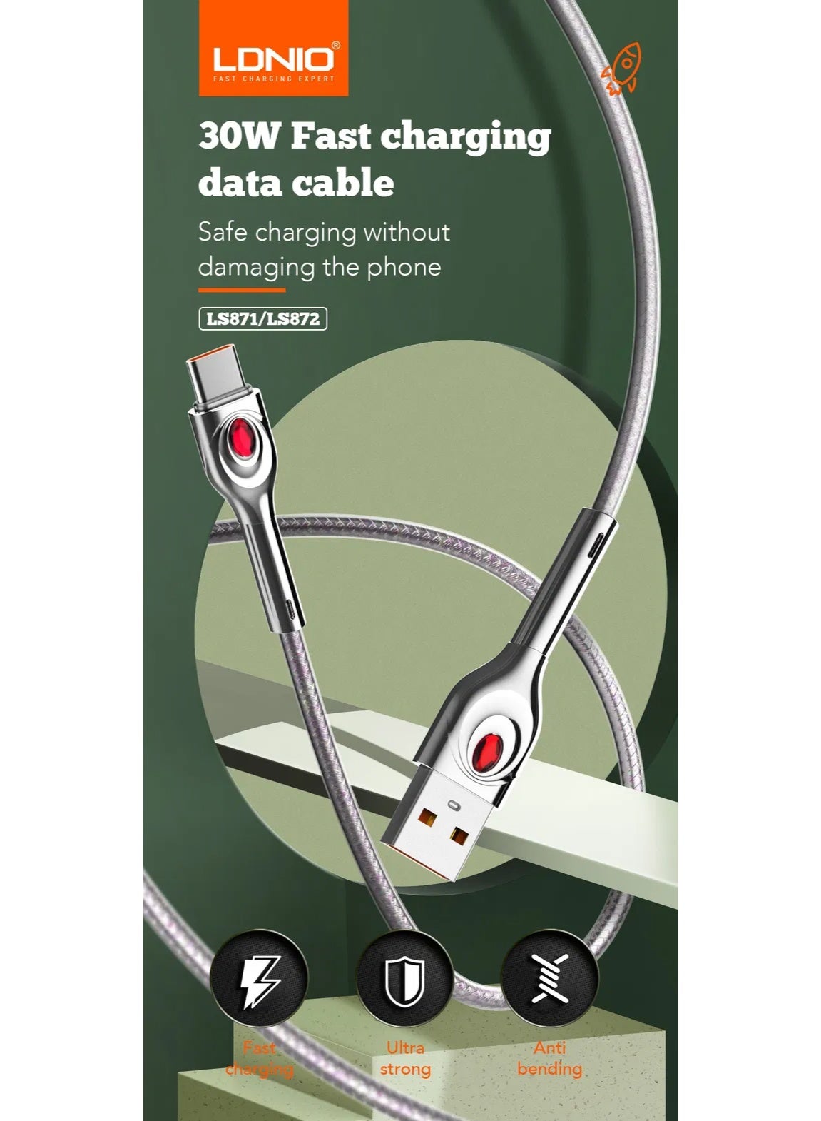 Type-C Fast Charging USB Data Cable 30W With High-Speed Charging And Data Transfer Pure Copper Core Durable Woven Design