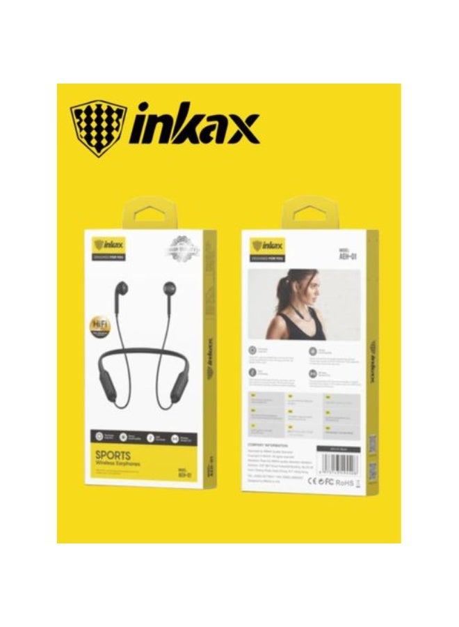 AEH-03 Bluetooth Neckband In-Ear Sports Earphones with HiFi Stereo Sound, Wireless Magnetic Earbuds with Ergonomic Neckb