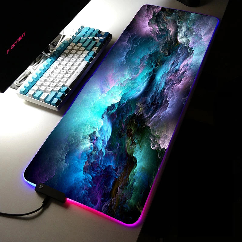 Purple Clouds RGB Gaming Mouse Pad – 80×30 CM