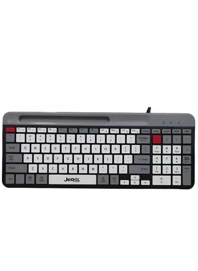 JeDEL Wired Slim Chocolate Office Keyboard With Mobilephone Holder K37 , for computer with 100 Keys , cable USB Speed interface , adjustable height in to give comfort to the hand while working . It can be used at home, office and personal use.