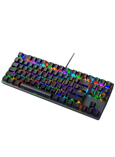 Wired Gaming Mechanical Keyboard AK87 RGB , Blue Switch , Hot Swap , 87 English Keys Layout , Compatible with Windows xp / Windows 7/8/10 / Mac Operating System - Black
