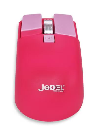 JeDEL Wireless 5D Optical Ergonomic Mouse , WD144 Dual Mode Connection 2.4GHz , 1600 DPI 400 mAH , Stable Operation , Cute and Comfortable Design , Colourfull and Varied , Plug and Play - Pink