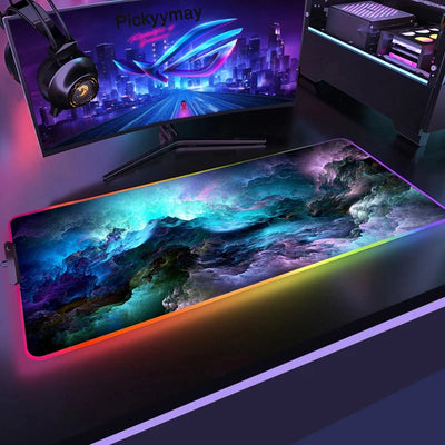 Purple Clouds RGB Gaming Mouse Pad – 80×30 CM