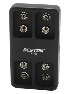 شاحن بطاريات BESTON M7004 لبطاريات 9V ليثيوم بأربعة منافذ أسود