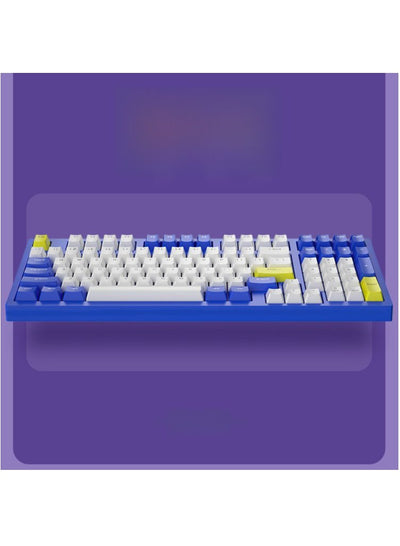 Forev Gaming Keyboard FV-K98 – 98% Compact USB / USB Type-C Wired Mechanical Keyboard – RGB Backlighted – 98 ENG Keys PBT Keycaps – Blue Switches – For Mac / Win | Blue ,White