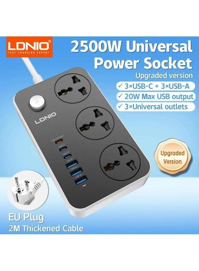 Power Strip Surge Protector with 3 Universal International Socket & Smart 6 USB Charging Ports 3.4A - SC3604