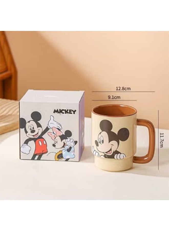 Large Capacity Ceramic Coffee Mug with Cartoon Character Design, Cute Ceramic Tea Cup for Hot & Cold Drinks, Milk Mug, L