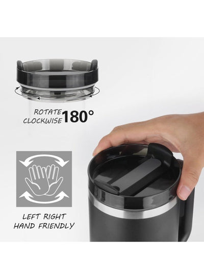 40 oz Insulated Tumbler with Handle – Large Capacity Travel Mug for Cold & Hot Drinks, Leak-Resistant Lid & Cup Holder F