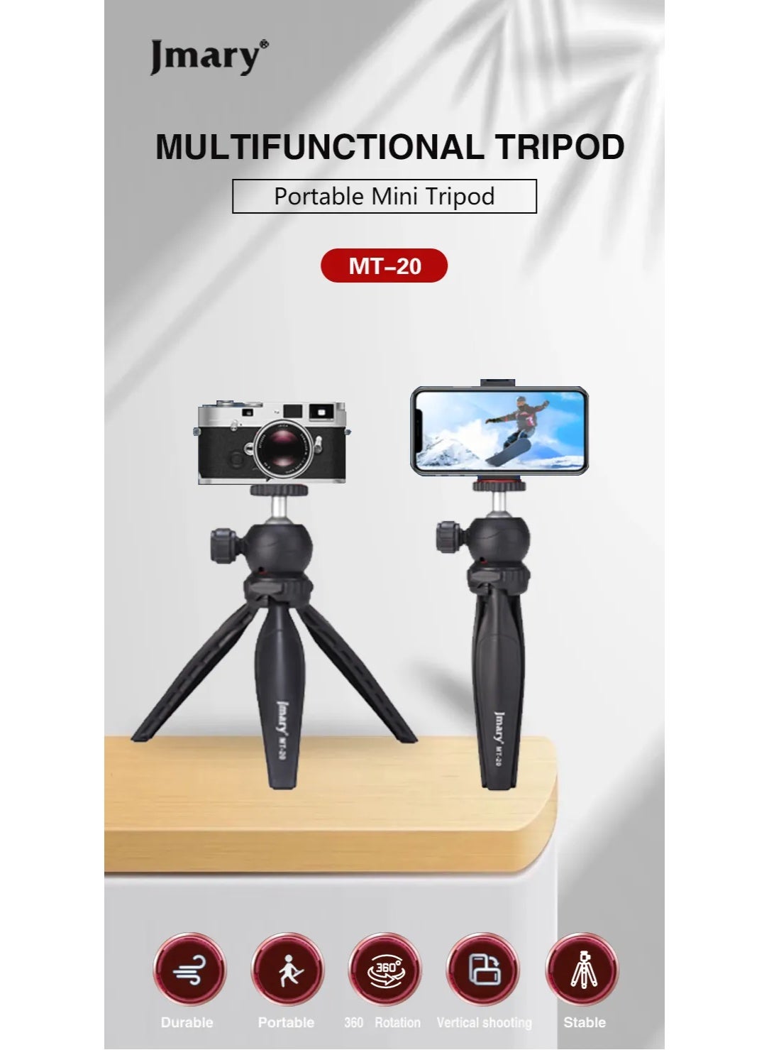 Foldable Portable Tripod MT-20 , Mini Desktop Stand for Projector, Cameras, and Smartphons