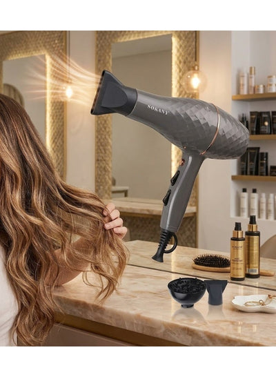 سشوار شعر Sokany احترافي 3300W بمحرك AC وديفيوزر موديل SK-2224 رمادي
