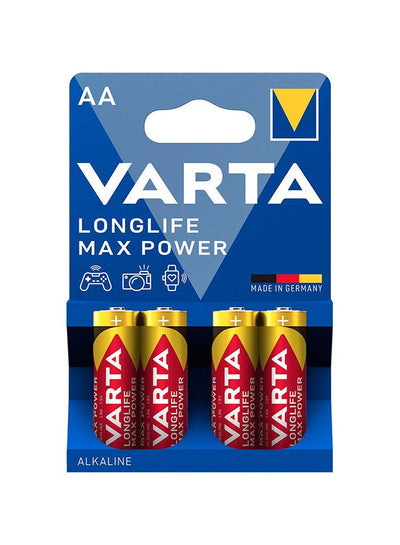 Pack of 4 Long life Max Power Alkaline Mignon AA LR06 Batteries, made in germany
