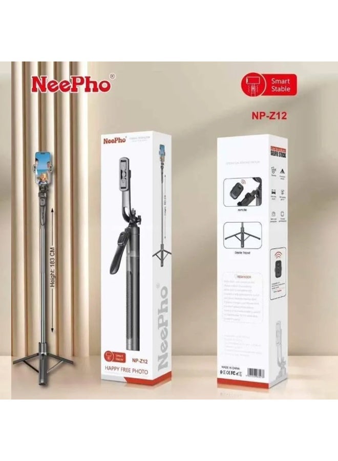 Universal Selfie Stick Tripod NP-Z12 with Bluetooth Remote Control , Adjustable Aluminum Alloy Stand for Smartphones and