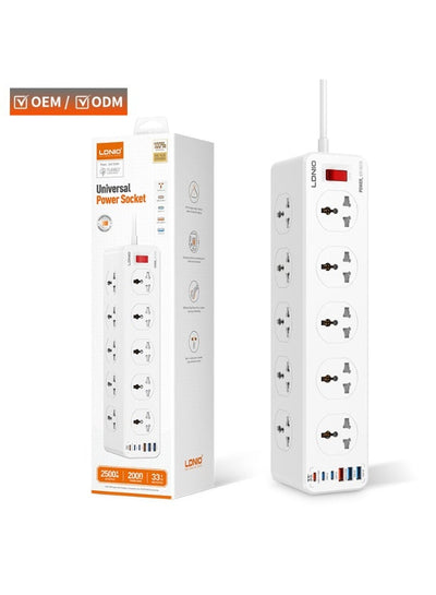 SC10610C Universal Power Strip with 10 AC Outlets & 6 USB Ports (33W PD + QC3.0), 2500W Surge Protection Extension Socke