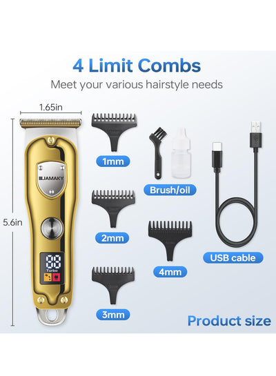 JAMAKY Italy High Performance Beard & Mustache Trimmer for Men with Italian technology JPC90008 - Cordless and Powerful Neck & Hair Trimmer, Stainless Steel Blades with 4 Combs, 100 Min Runtime, Ideal for Barbers & Travel