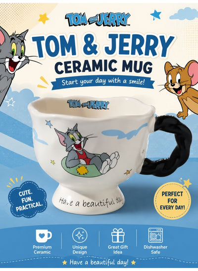 Ceramic Coffee Mug with Large Capacity, Cute Cartoon Character Design, Tea Cup for Hot & Cold Drinks, Milk Mug, Latte Mu