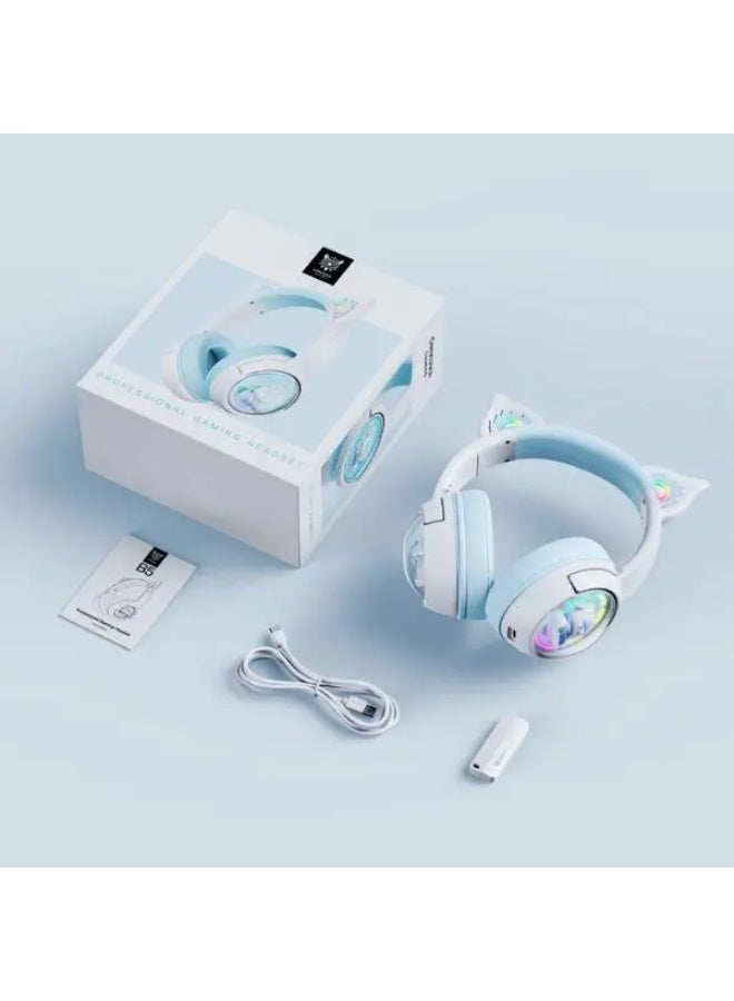 KUKU Rabbit Wireless Gaming Headset – Tri-Mode 2.4GHz, Bluetooth 5.3 & Wired, 50mm Hi-Fi Drivers, Noise-Cancelling Micro