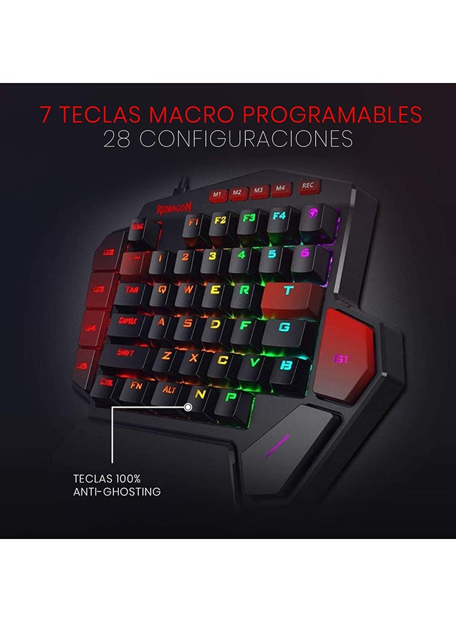 كيبورد جيمنج REDRAGON K585 DITI ميكانيكال يد واحدة مفاتيح زرقاء أسود