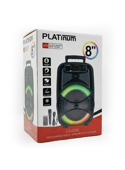 AH-802 Portable 8 Inch Rechargeable Karaoke Speaker with Dynamic LED Lights and Remote Control Wireless Audio Speaker Sy