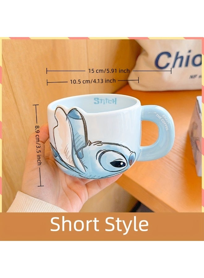 Large Capacity Ceramic Coffee Mug with Cartoon Character Design, Cute Ceramic Tea Cup for Hot & Cold Drinks, Milk Mug, L