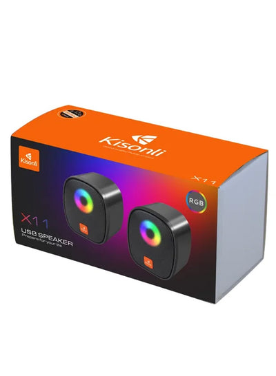 Kisonli RGB Gaming PC Mini USB Speaker Black X11