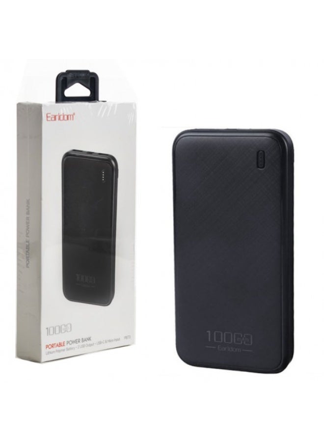 باور بانك Earldom ET-PB73 سعة 10000mAh مخرجين USB-A أسود