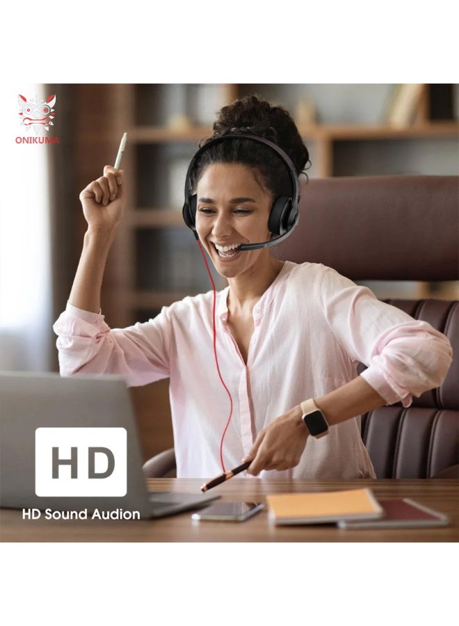 Professional Wired Computer Headset with Noise Cancelling Microphone, HD Clear Audio, Adjustable Metal Headband and Comf