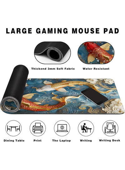 Long Gaming Mouse Pad Extended Anime Large Desk Pad with Non-Slip Base Full Keyboard Mat with Stitched Edges for Gaming