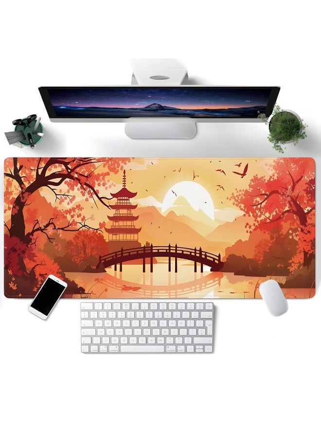 Gaming Mouse Pad Large Desk Pad for Desk Computer Pc Laptop Office Decor, Mouse Keyboard Pad Stitched Edges Non-Slip Rub