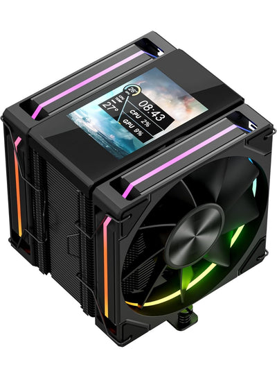 CC-2313 CPU Air Cooler , Single Tower Dual 120mm ARGB PWM Fan, 250W TDP, LCD Real Time Temperature Display, 6×6mm Heatpi