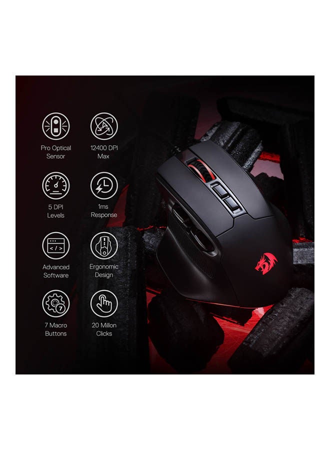 M806 Bullseye Gaming Mouse, 7 Programmable Buttons Wired RGB Gamer Mouse w/Ergonomic Natural Grip Build, Software Suppor
