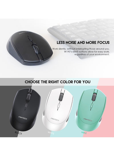 FANTECH W190 Silent Switch Ambidextrous Office Black Mouse , Supports both Bluetooth & 2.4GHz wireless