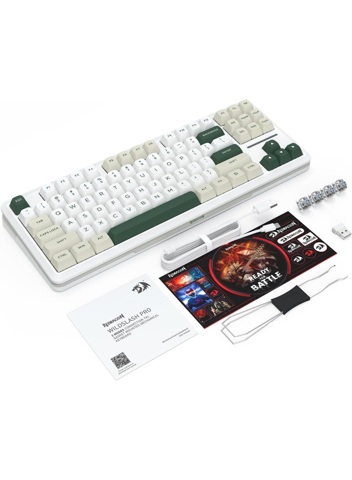Wireless Mechanical Keyboard K734WCG , 75% 81 Keys TKL Tri-Mode BT5.0/2.4G/USB-C, Hot Swappable Pre Lubed Linear Switche
