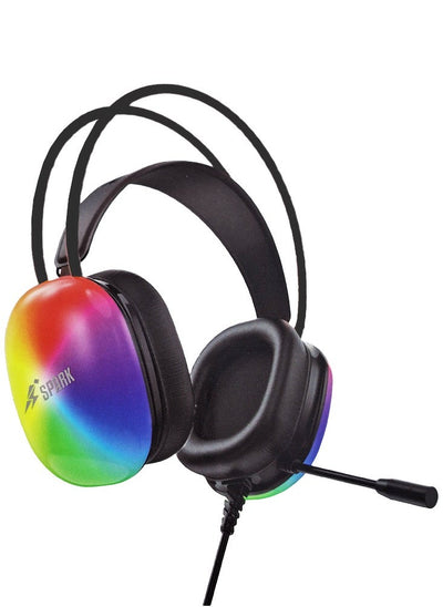 Spark Gaming Headset , Comfortable RGB Caps Headset H101 , With USB and 7.1 Audio Cable , Noise Cancelling MIC , Surround Sound 360 Audio Directional Pinpoint , 110dB High Sensitivity , Compatible With PS/4 , PS/5 , XBOX , Switch - Black