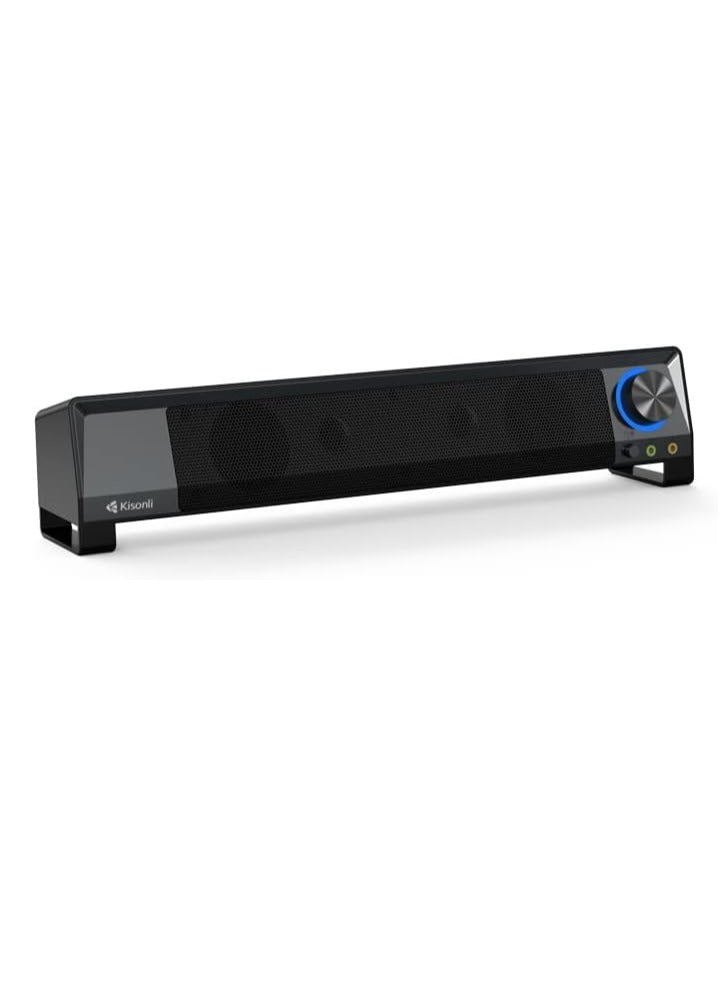 Kisonli Soundbar Computer , Speaker Integrates 2 Auxiliary ports For Microphones And Headphones X2