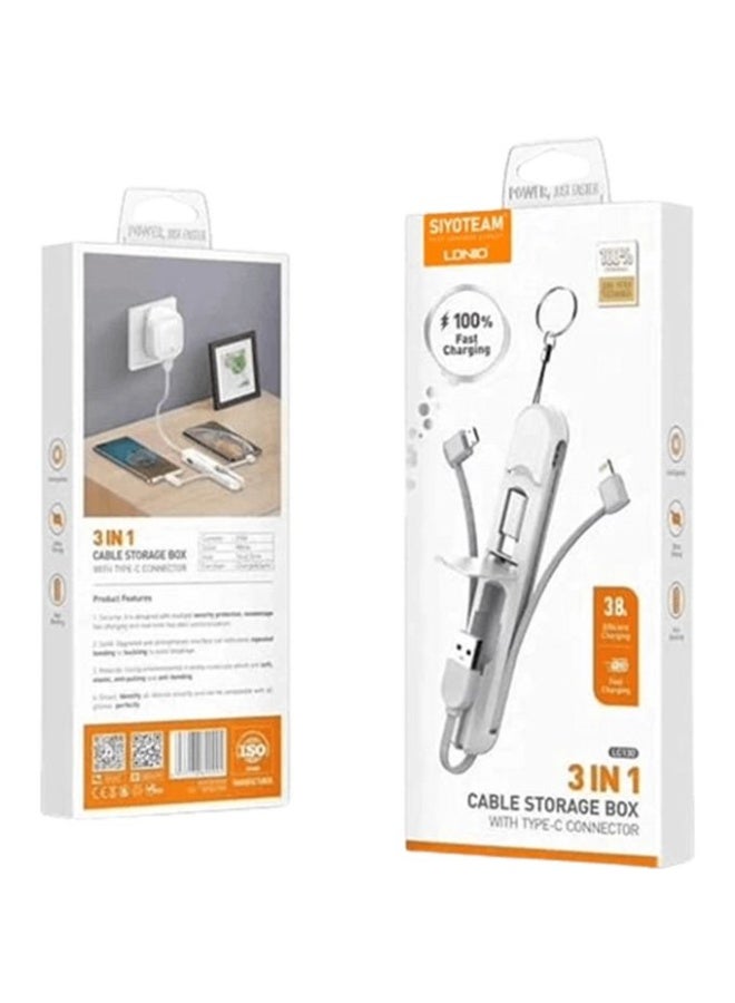 LC130 3 in 1 Fast Charging and Data Cable, 3.8A High-Speed Output, USB to Lightning / Type-C / Micro USB, Smart Protecti