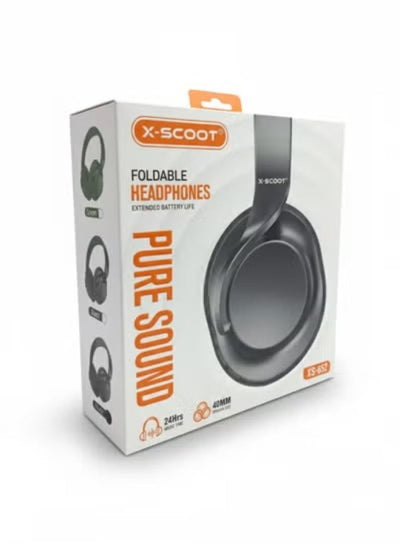 سماعة رأس بلوتوث X-SCOOT لاسلكية قابلة للطي بصوت نقي موديل XS-652 أسود