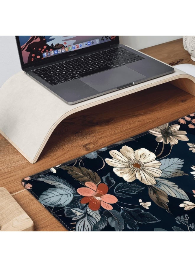 Dark Flower Mouse Pad Extended Gaming Mouse Pad with Stitched Edges 80×30cm XL Desk Mat for Gaming, Office, Keyboard, Mo