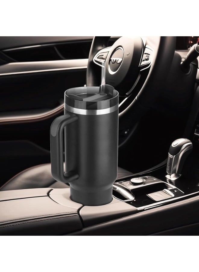 40 oz Insulated Tumbler with Handle – Large Capacity Travel Mug for Cold & Hot Drinks, Leak-Resistant Lid & Cup Holder F