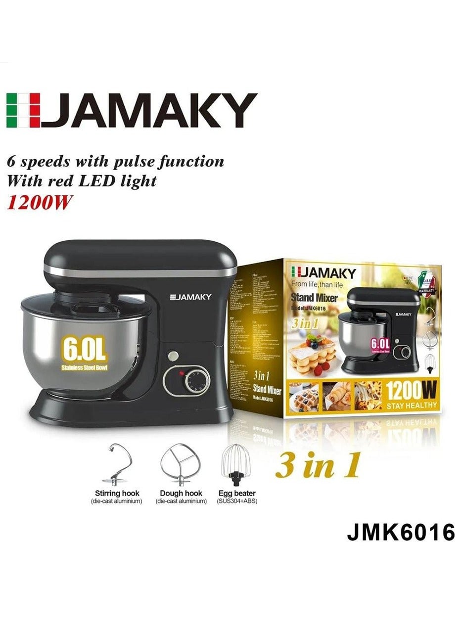Stand mixer with Italian technology for making the most delicious baked goods, with a power of 1200 watts, model JMK6016