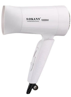 سشوار شعر Sokany صغير قابل للطي 1000W مع ديفيوزر موديل SK3666 أبيض