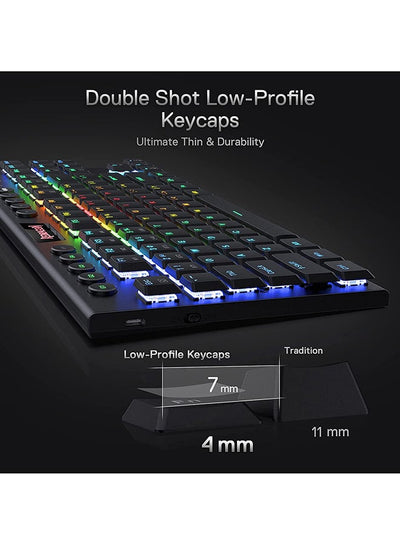Redragon K621 Horus TKL Wireless RGB Mechanical Keyboard, 5.0 BT/2.4 Ghz/Wired Three Modes 80% Ultra Thin Low Profile Bl