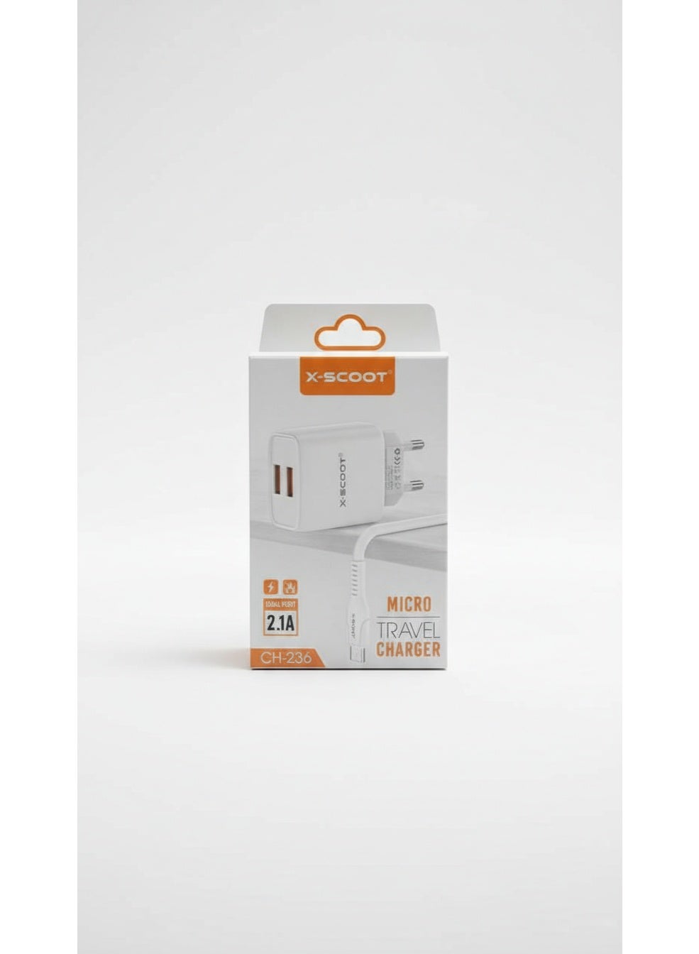 Dual USB Travel Charger 2.1A with Micro USB Cable, Compact Fast Charging Wall Adapter, Safe & Lightweight Design – Model