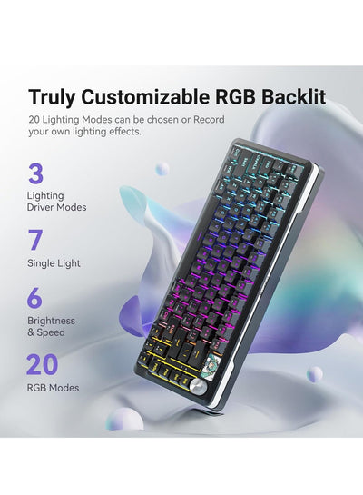 K708 Mechanical Keyboard , Tri-Modes Gaming Keyboard BT/2.4G/USB-C, Macro Programmable Mechanical Gaming Keyboard,LCD Sc