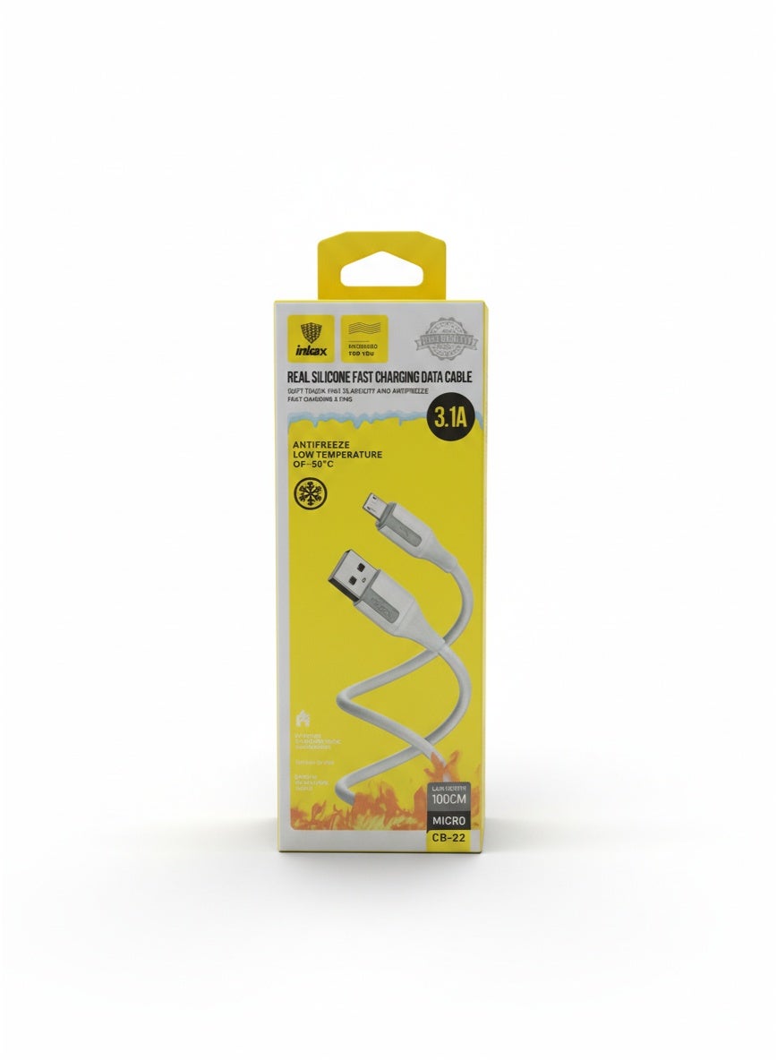 CB-22 Micro USB Real Silicone Fast Charging & Data Cable, 3.1A High Speed Charging, Soft Touch & Anti Freeze Design, 1 M