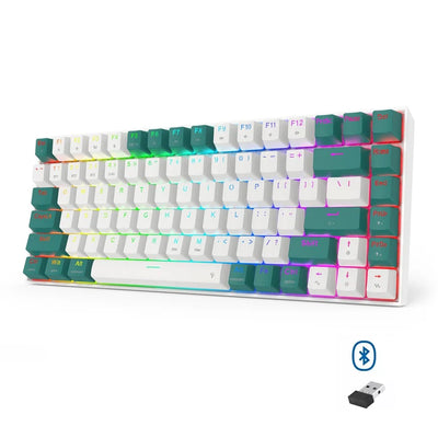 Redragon K678WG-RGB-PRO Singed Pro 82% Wireless Mechanical Gaming Keyboard White and Green