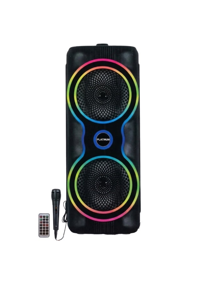 AH-650 Portable Dual 6.5 Inch Rechargeable Karaoke Speaker System with Dynamic LED Lights and Remote Control Wireless Au