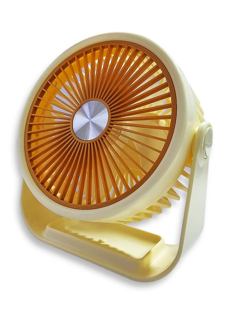 Portable Mini Fan USB Rechargeable Cute 4W Small Electric Fan For School ( orange )