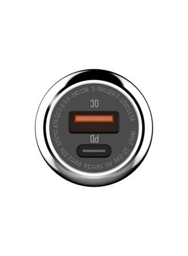 C1 36W Super Fast Car Charger with Lightning Cable, USB-C PD & QC4+ Dual Port Car Charger, Zinc Alloy Fast Charging Car 