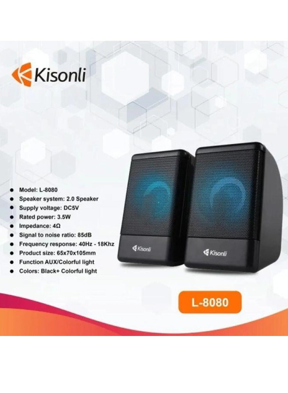 Kisonli Multimedia Mini LED RGB Speaker, Wired L-8080